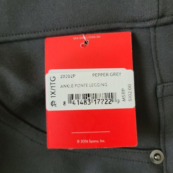 Spanx Ankle Ponte Leggings Sz 1X Pepper Gray Pullon Slimming Straight Leg NWT - Picture 3 of 12